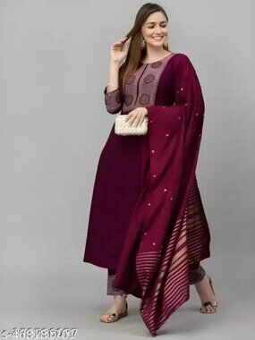 Women's Kurta Set - Magenta/Burgundy - Size XL